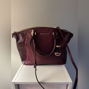 Burgundy/ Reptile Print Michael Kors Tote